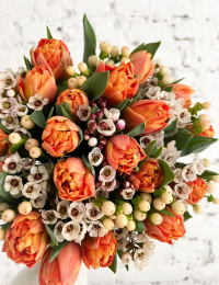 Pildīto tulpju pušķis "ORANGE"